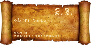 Réfi Norbert névjegykártya